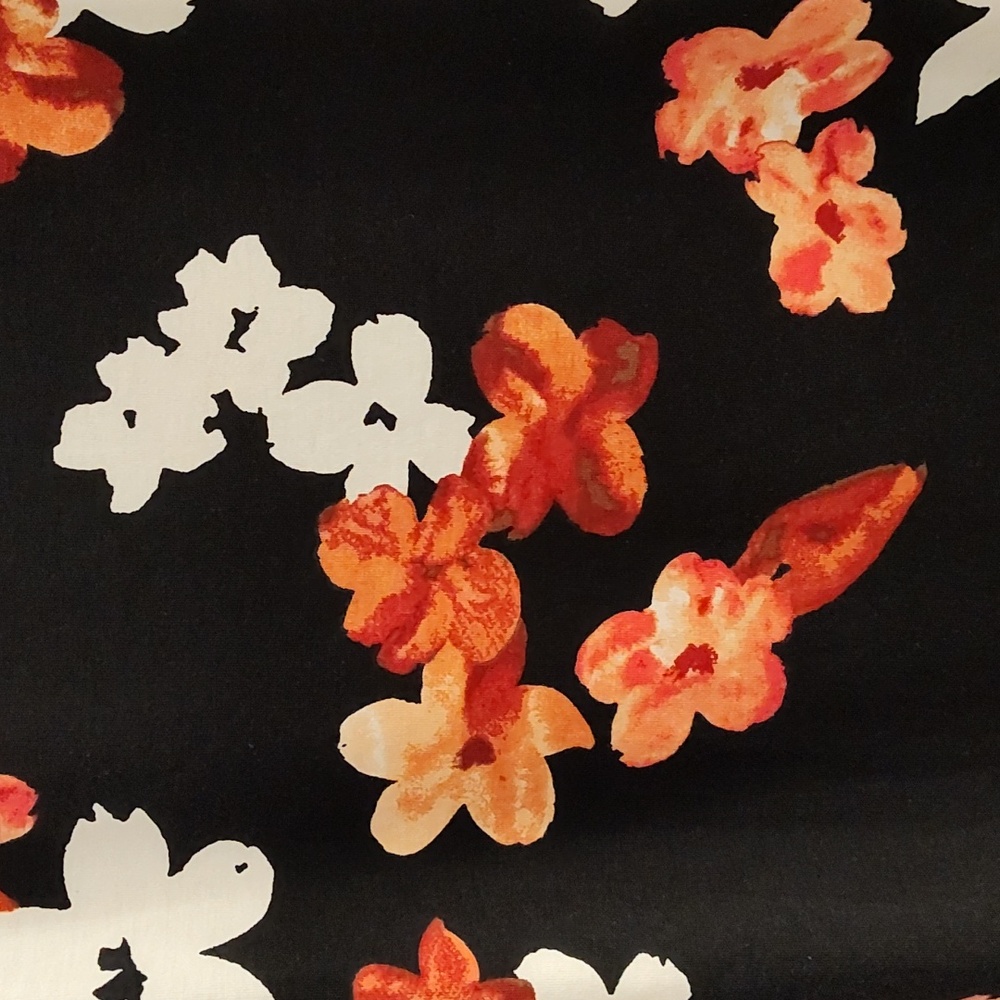 LuLaRoe Long Sleeve Top Size Medium Black With Red Orange White Floral Design - Picture 2 of 8